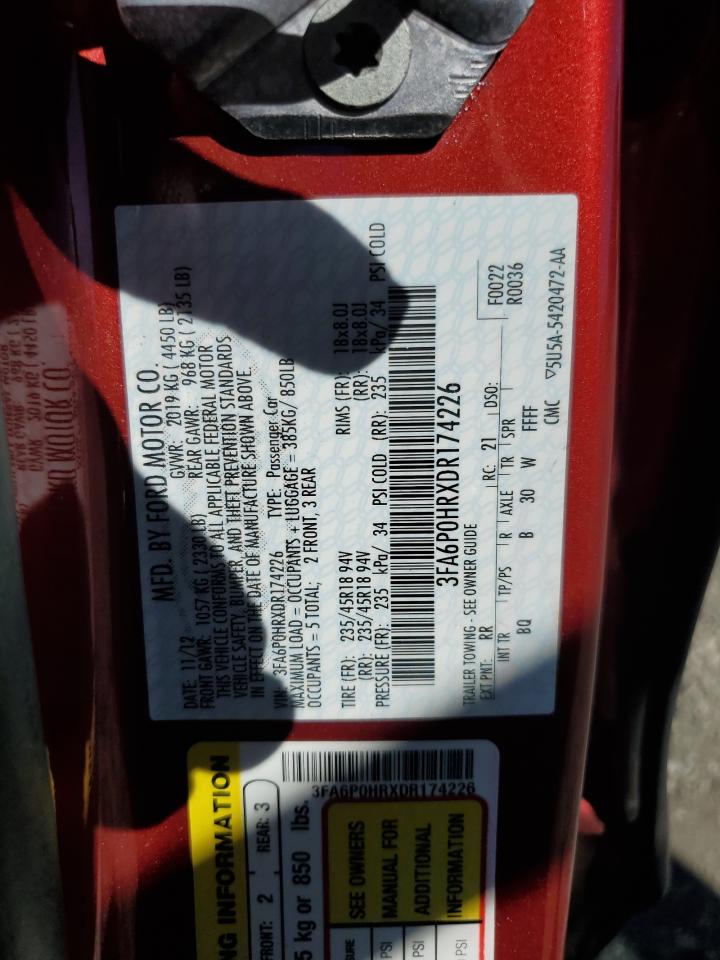 2013 Ford Fusion Se VIN: 3FA6P0HRXDR174226 Lot: 86611175