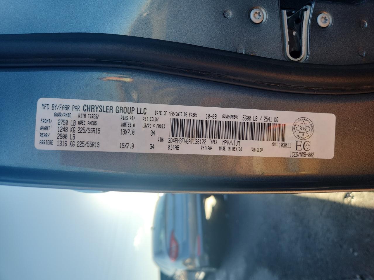 2010 Dodge Journey R/T VIN: 3D4PH6FV6AT136122 Lot: 85423645