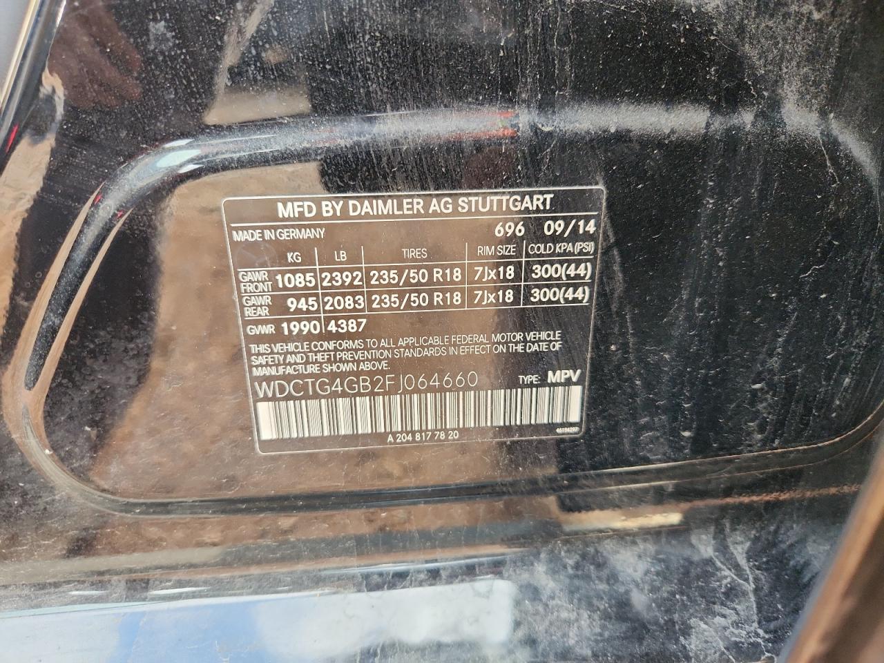 2015 Mercedes-Benz Gla 250 4Matic VIN: WDCTG4GB2FJ064660 Lot: 85925085