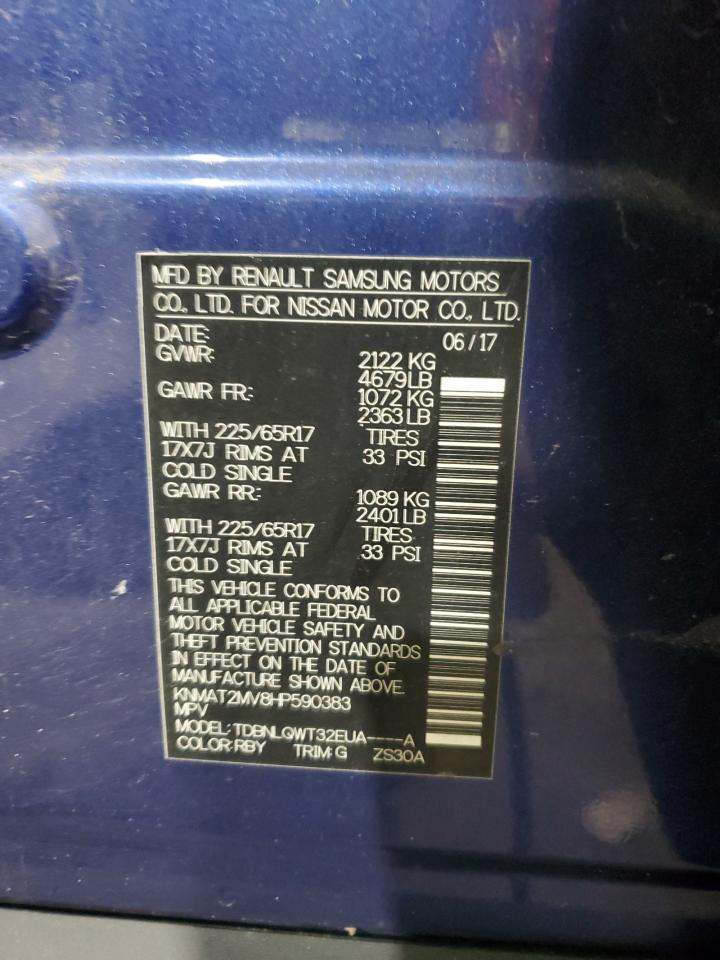 2017 Nissan Rogue S VIN: KNMAT2MV8HP590383 Lot: 90997645