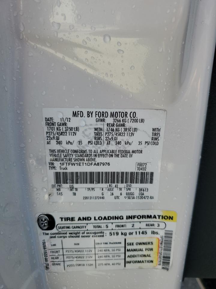 2013 Ford F150 Supercrew VIN: 1FTFW1ET1DFA87976 Lot: 87200065