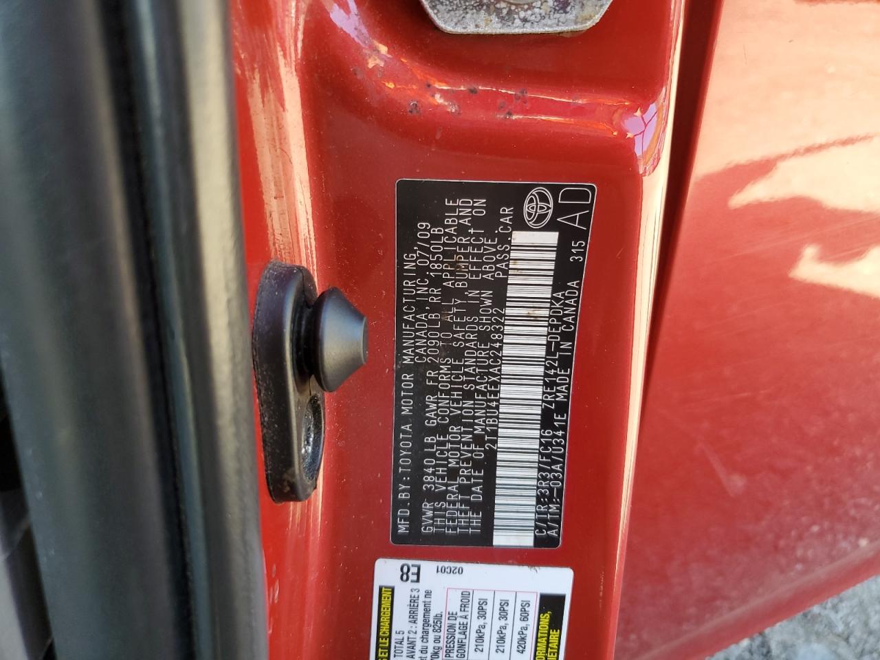 2010 Toyota Corolla Base VIN: 2T1BU4EEXAC248322 Lot: 81956105