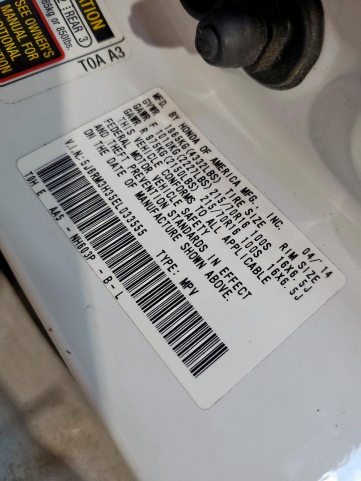 2014 Honda Cr-V Lx VIN: 5J6RM3H35EL033555 Lot: 84917675