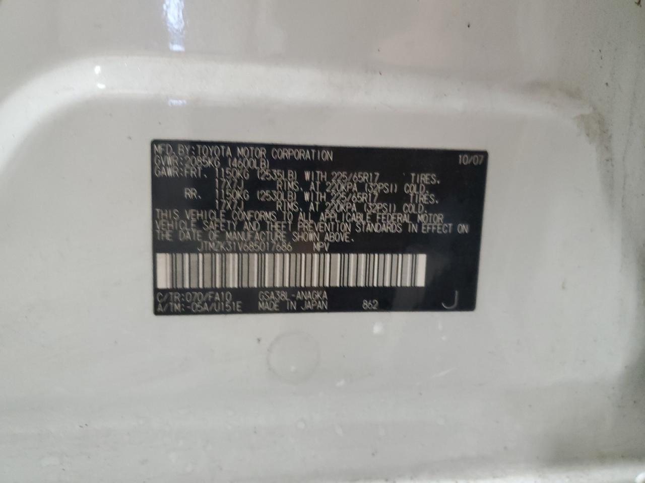 2008 Toyota Rav4 Limited VIN: JTMZK31V685017686 Lot: 90343015