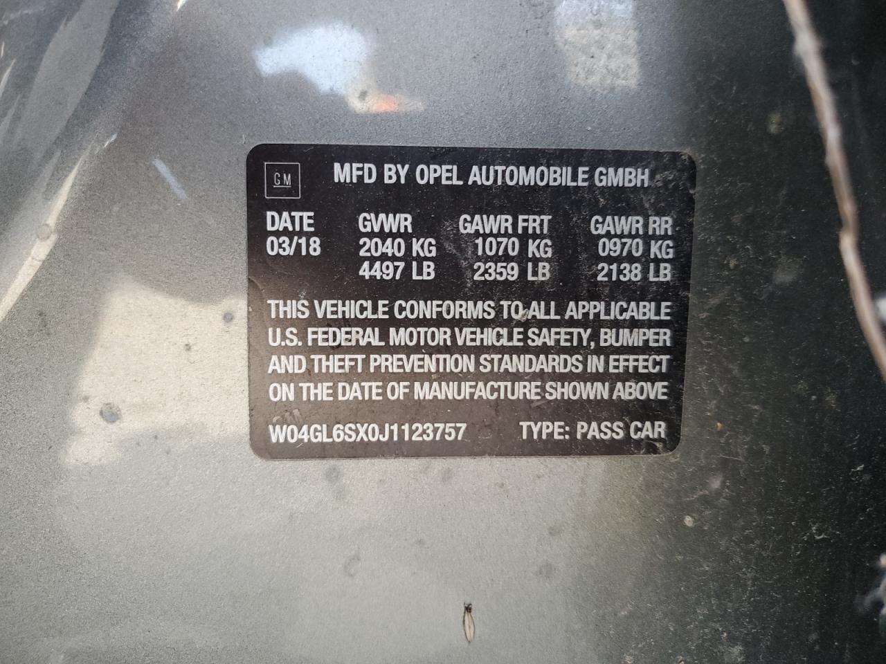 2018 Buick Regal Preferred VIN: W04GL6SX0J1123757 Lot: 84883975