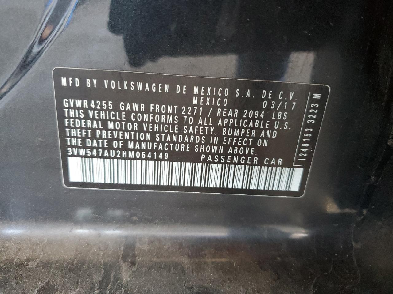 2017 Volkswagen Gti Sport VIN: 3VW547AU2HM054149 Lot: 85784435