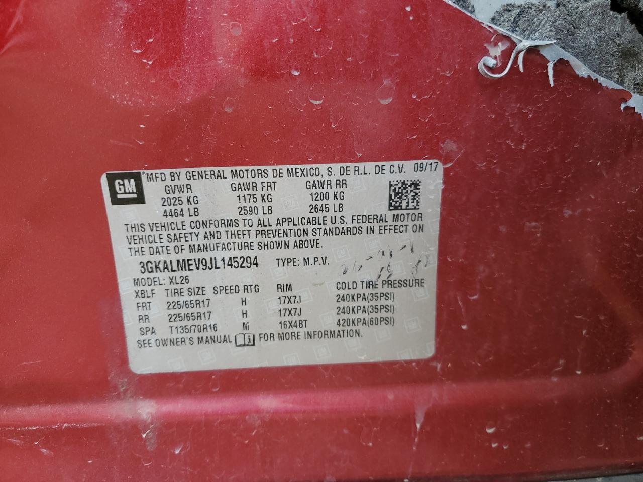 2018 GMC Terrain Sle VIN: 3GKALMEV9JL145294 Lot: 90050895