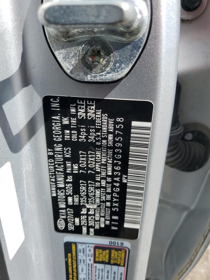 2018 Kia Sorento Lx VIN: 5XYPG4A36JG395758 Lot: 86409235