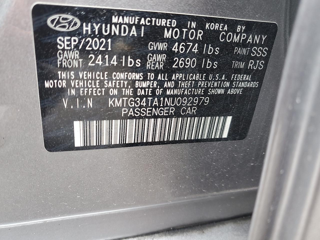 2022 Genesis G70 Base VIN: KMTG34TA1NU092979 Lot: 87404925