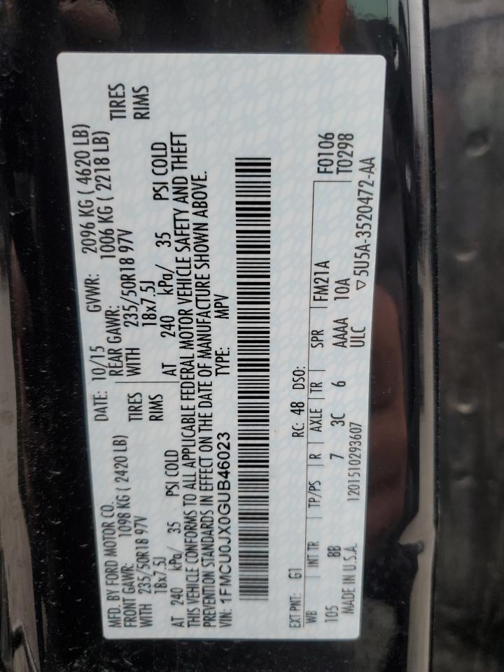 2016 Ford Escape Titanium VIN: 1FMCU0JX0GUB46023 Lot: 90284875