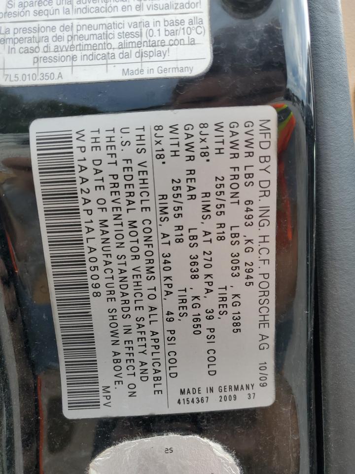 2010 Porsche Cayenne VIN: WP1AA2AP1ALA05098 Lot: 82559085