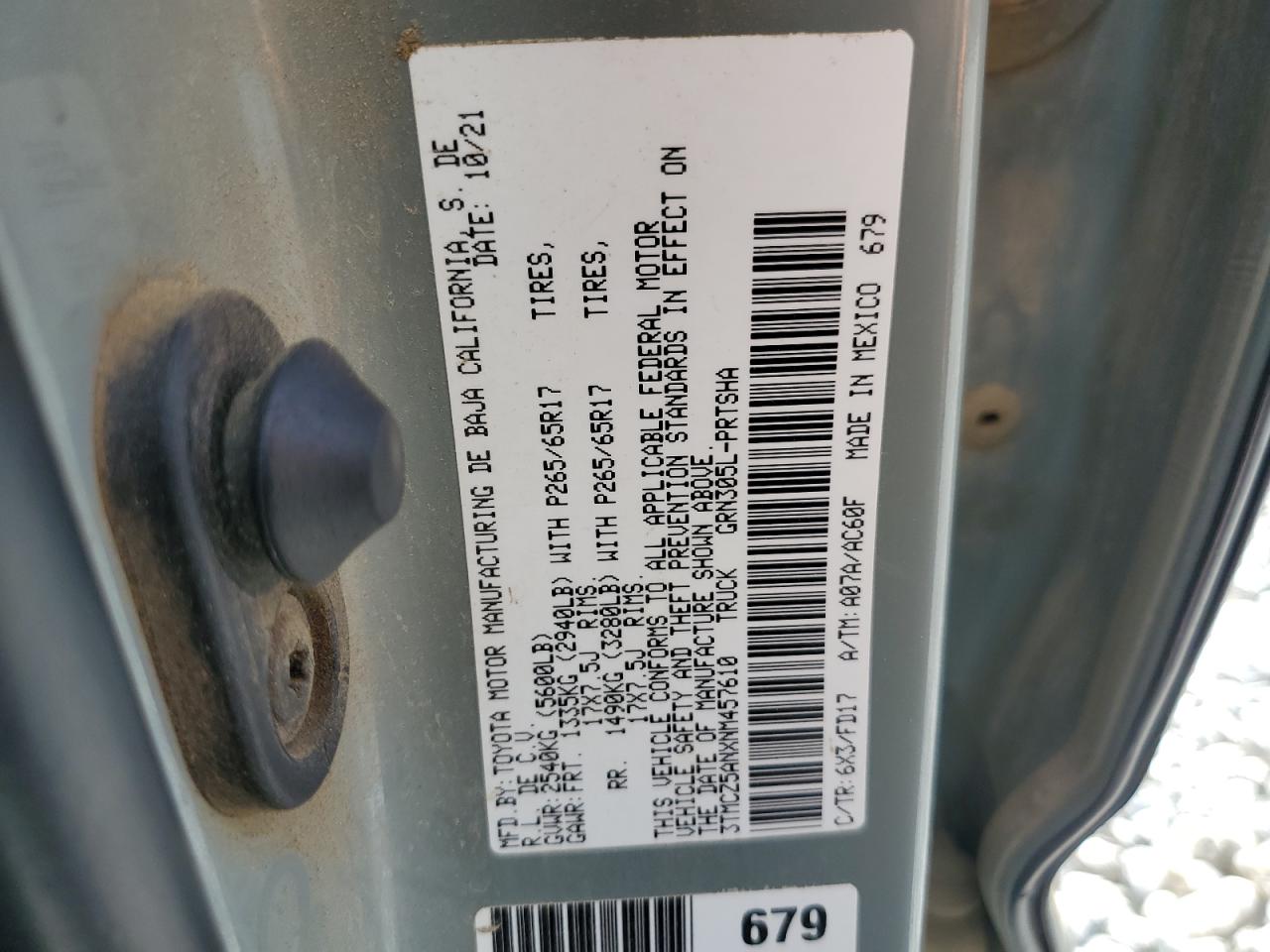 2022 Toyota Tacoma Double Cab VIN: 3TMCZ5ANXNM457610 Lot: 82201215