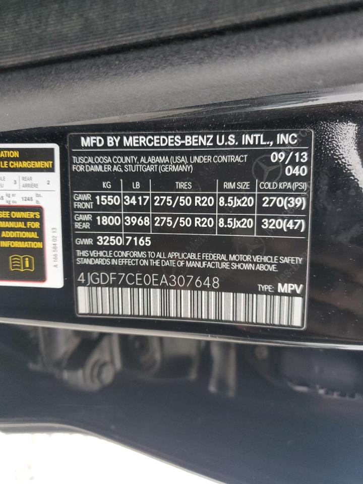 2014 Mercedes-Benz Gl 450 4Matic VIN: 4JGDF7CE0EA307648 Lot: 89871815