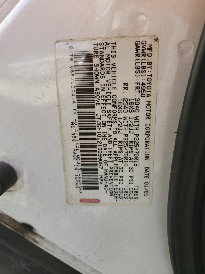 2001 Lexus Rx 300 VIN: JTJGF10U210099067 Lot: 85309035