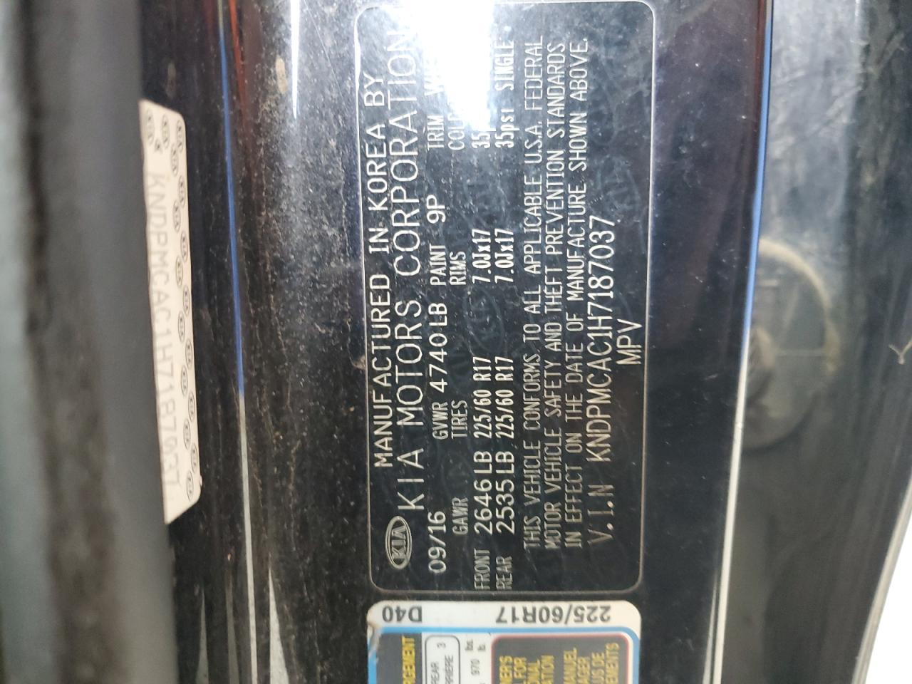 2017 Kia Sportage Lx VIN: KNDPMCAC1H7187037 Lot: 89498435