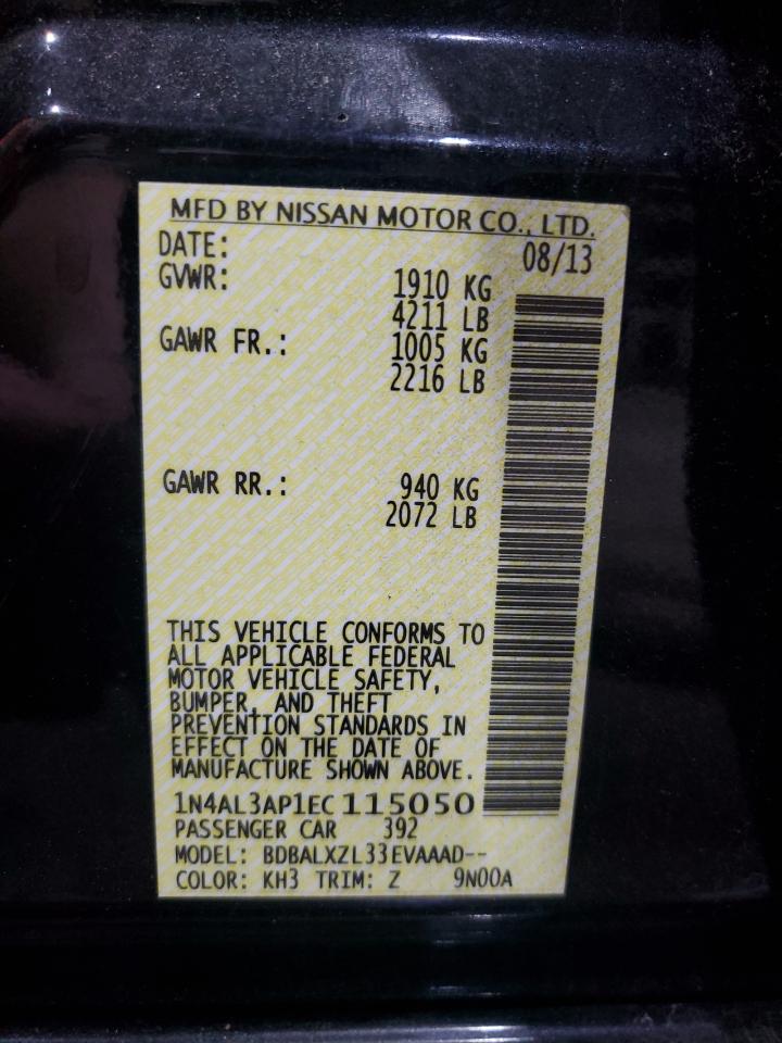 2014 Nissan Altima 2.5 VIN: 1N4AL3AP1EC115050 Lot: 85101535