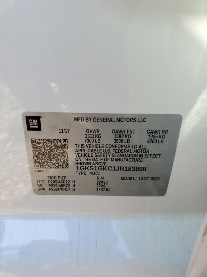 2018 GMC Yukon Xl C1500 Slt VIN: 1GKS1GKC1JR183898 Lot: 86068485