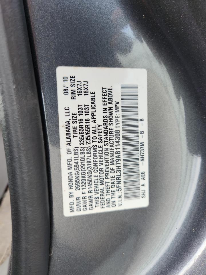 2010 Honda Odyssey Ex VIN: 5FNRL3H79AB114308 Lot: 81868495