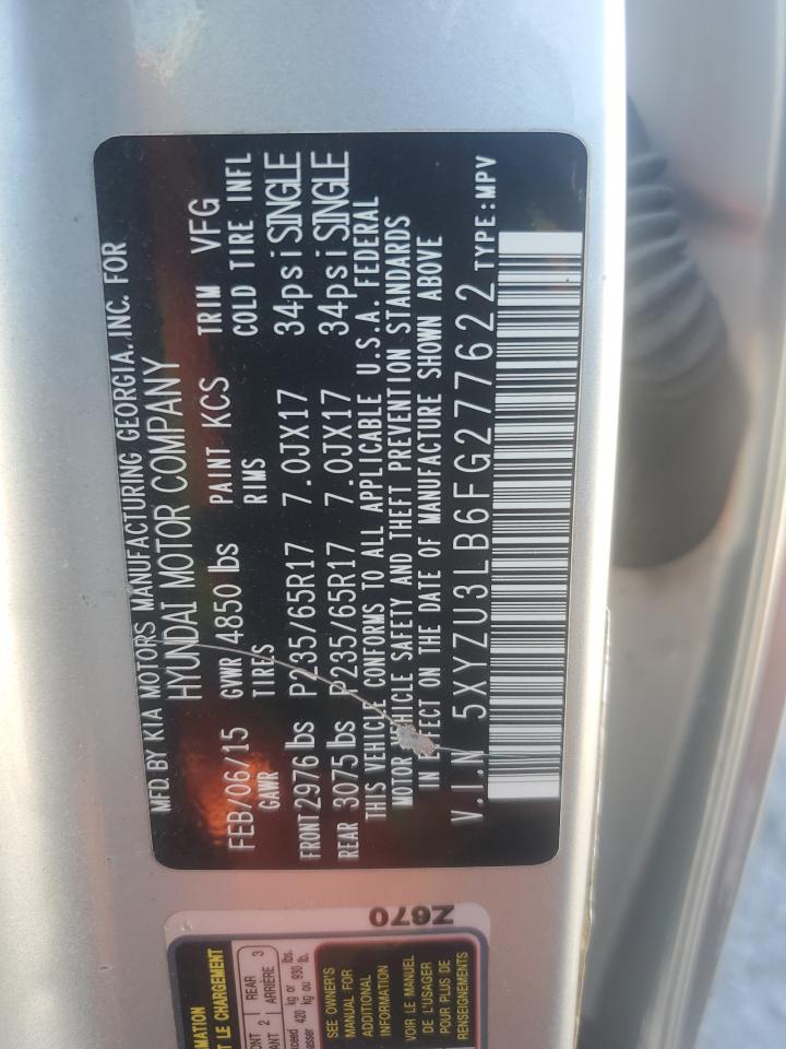 2015 Hyundai Santa Fe Sport VIN: 5XYZU3LB6FG277622 Lot: 82551425