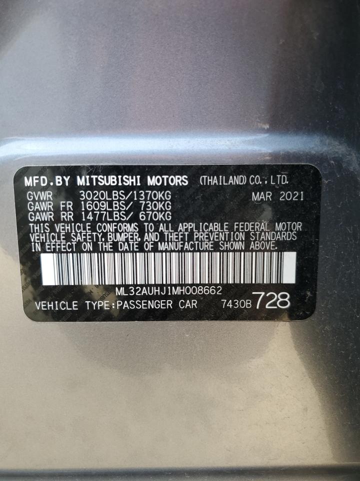 2021 Mitsubishi Mirage Es VIN: ML32AUHJ1MH008662 Lot: 82640395