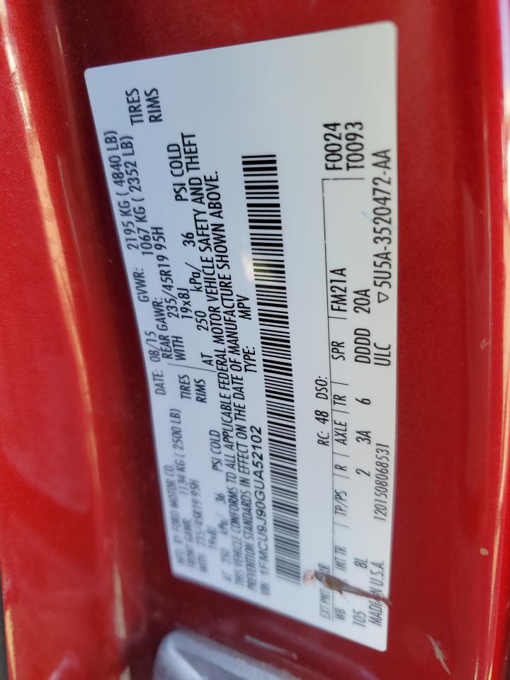 2016 Ford Escape Titanium VIN: 1FMCU9J90GUA52102 Lot: 85894955