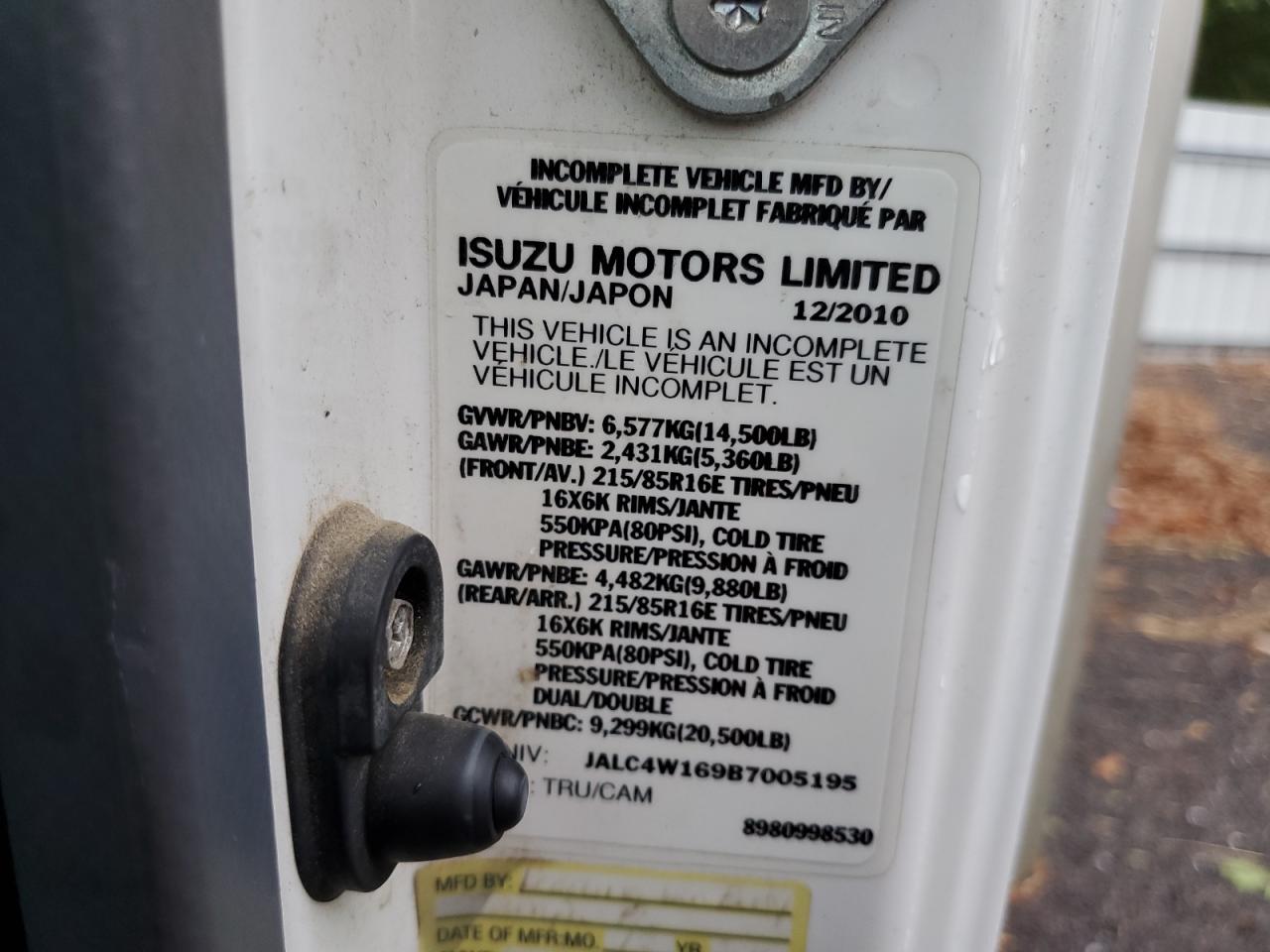 2011 Isuzu Npr VIN: JALC4W169B7005195 Lot: 82174205