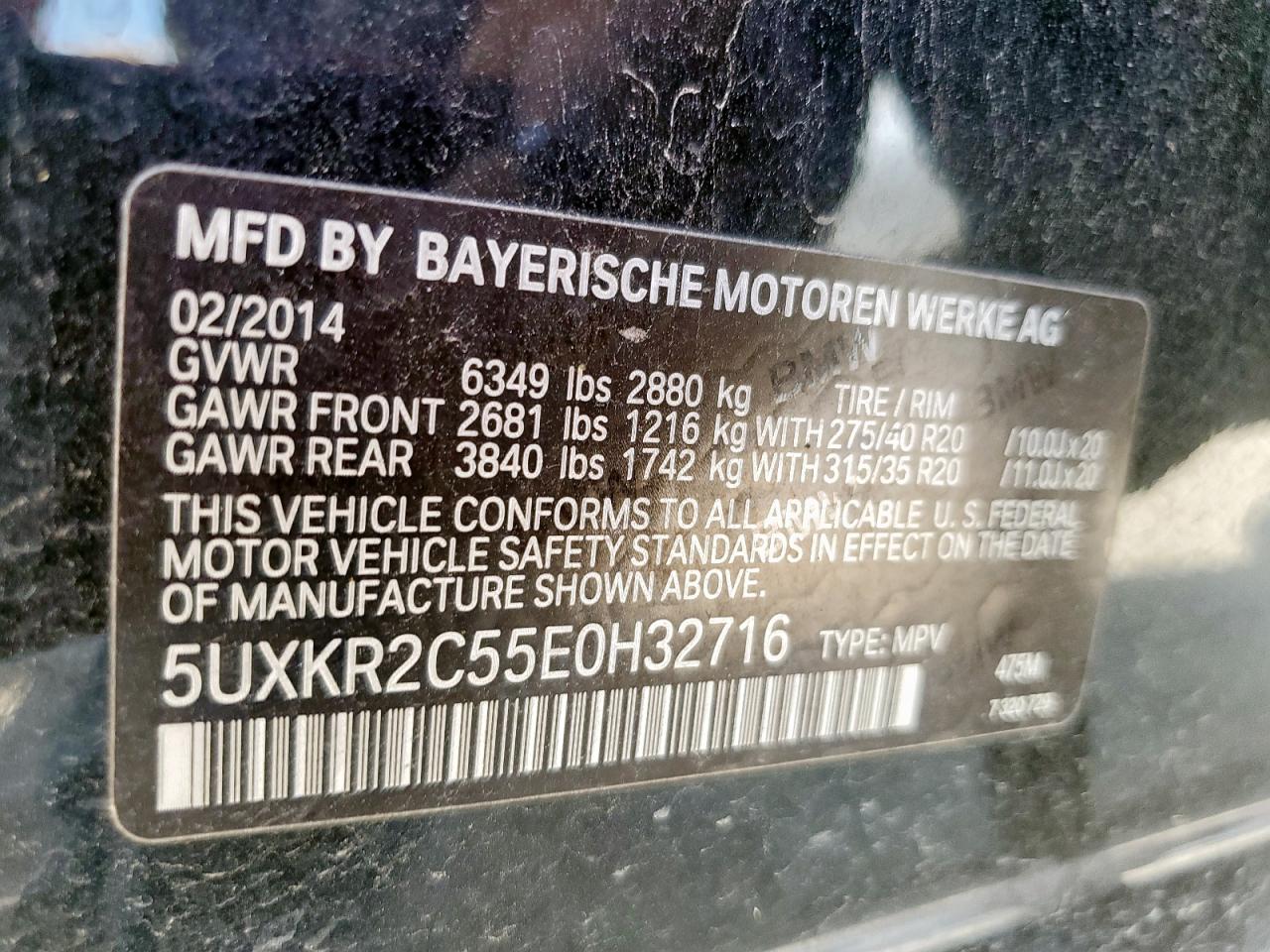 2014 BMW X5 Sdrive35I VIN: 5UXKR2C55E0H32716 Lot: 84885075