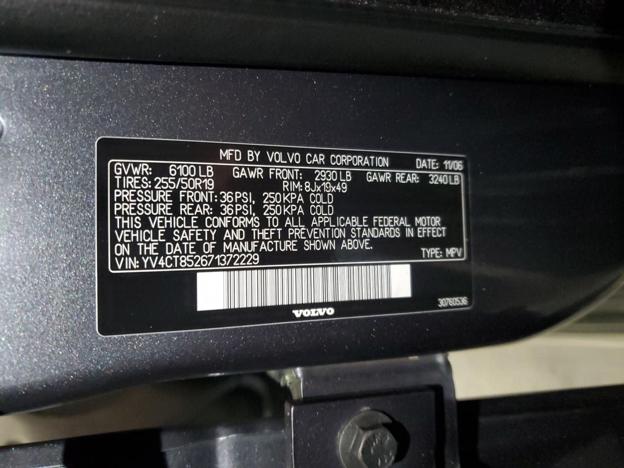 2007 Volvo Xc90 Sport VIN: YV4CT852671372229 Lot: 86129395