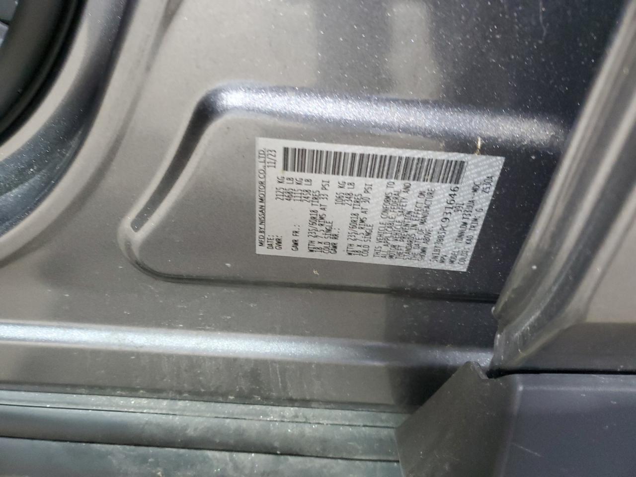 2023 Nissan Rogue Sv VIN: 5N1BT3BB5PC931646 Lot: 86458955