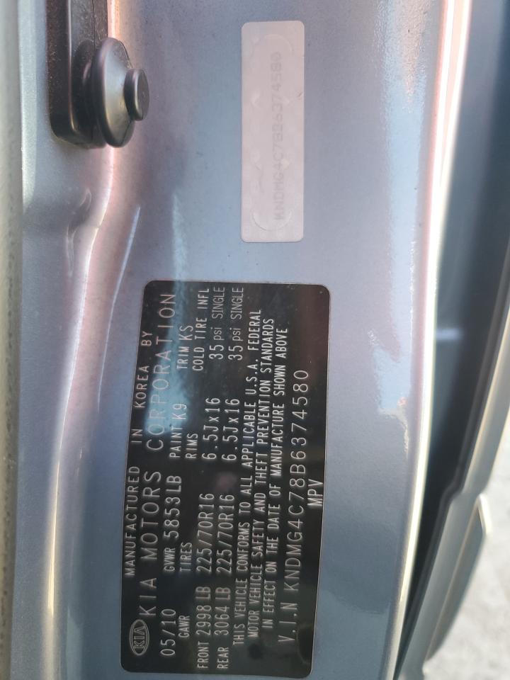 2011 Kia Sedona Lx VIN: KNDMG4C78B6374580 Lot: 86329995