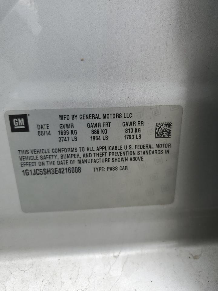 2014 Chevrolet Sonic Lt VIN: 1G1JC5SH3E4216008 Lot: 82008875