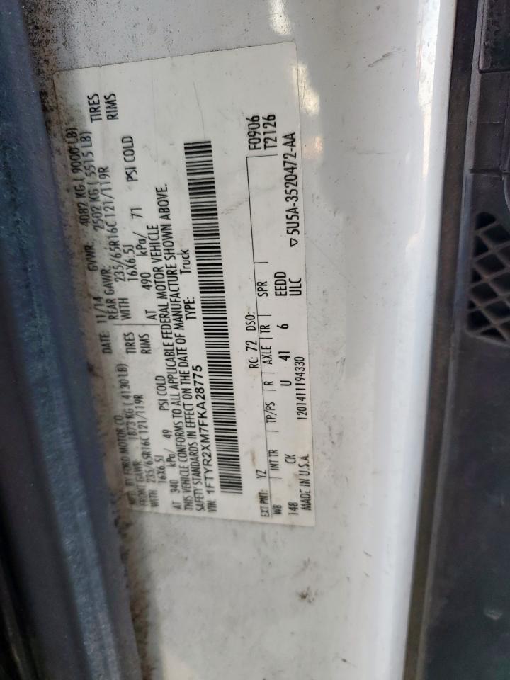 2015 Ford Transit T-250 VIN: 1FTYR2XM7FKA28775 Lot: 84544645