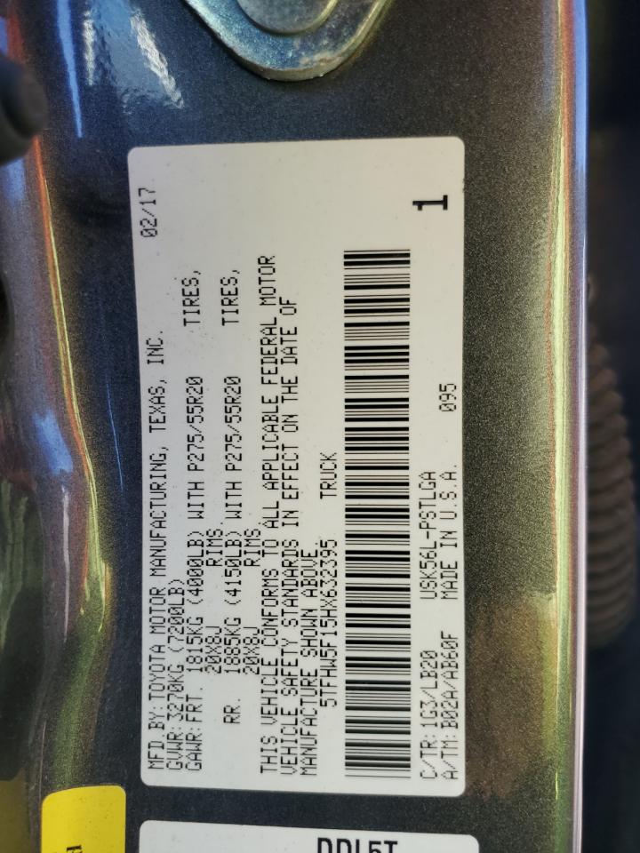 2017 Toyota Tundra Crewmax Limited VIN: 5TFHW5F15HX632395 Lot: 86334115