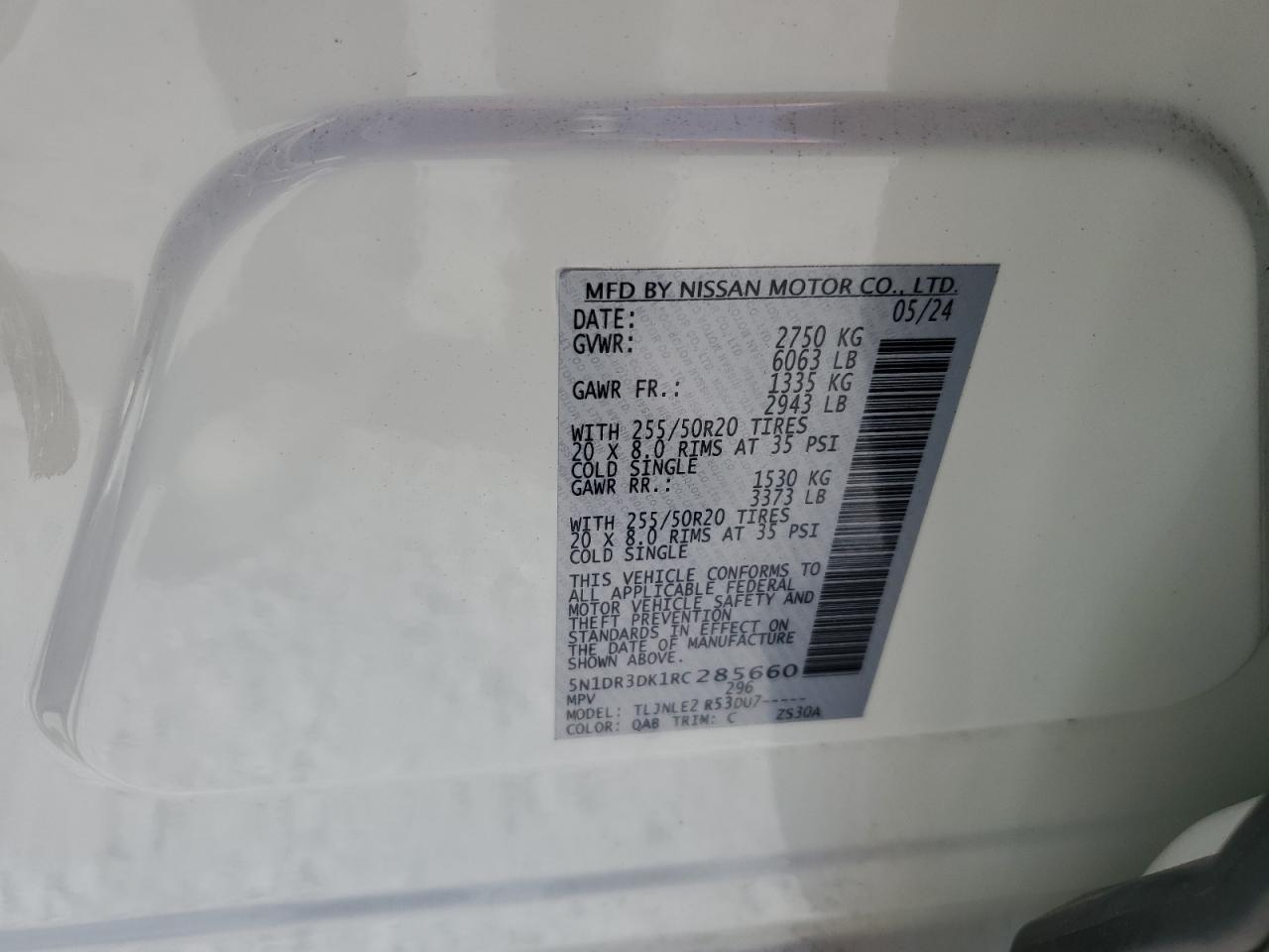 2024 Nissan Pathfinder Platinum VIN: 5N1DR3DK1RC285660 Lot: 81750575