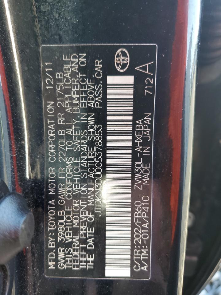 2012 Toyota Prius VIN: JTDKN3DU0C5378853 Lot: 85487605