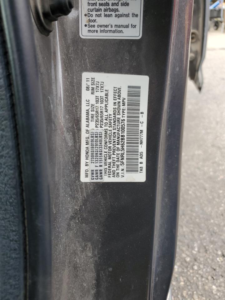 2011 Honda Odyssey Exl VIN: 5FNRL5H62BB100576 Lot: 86539105