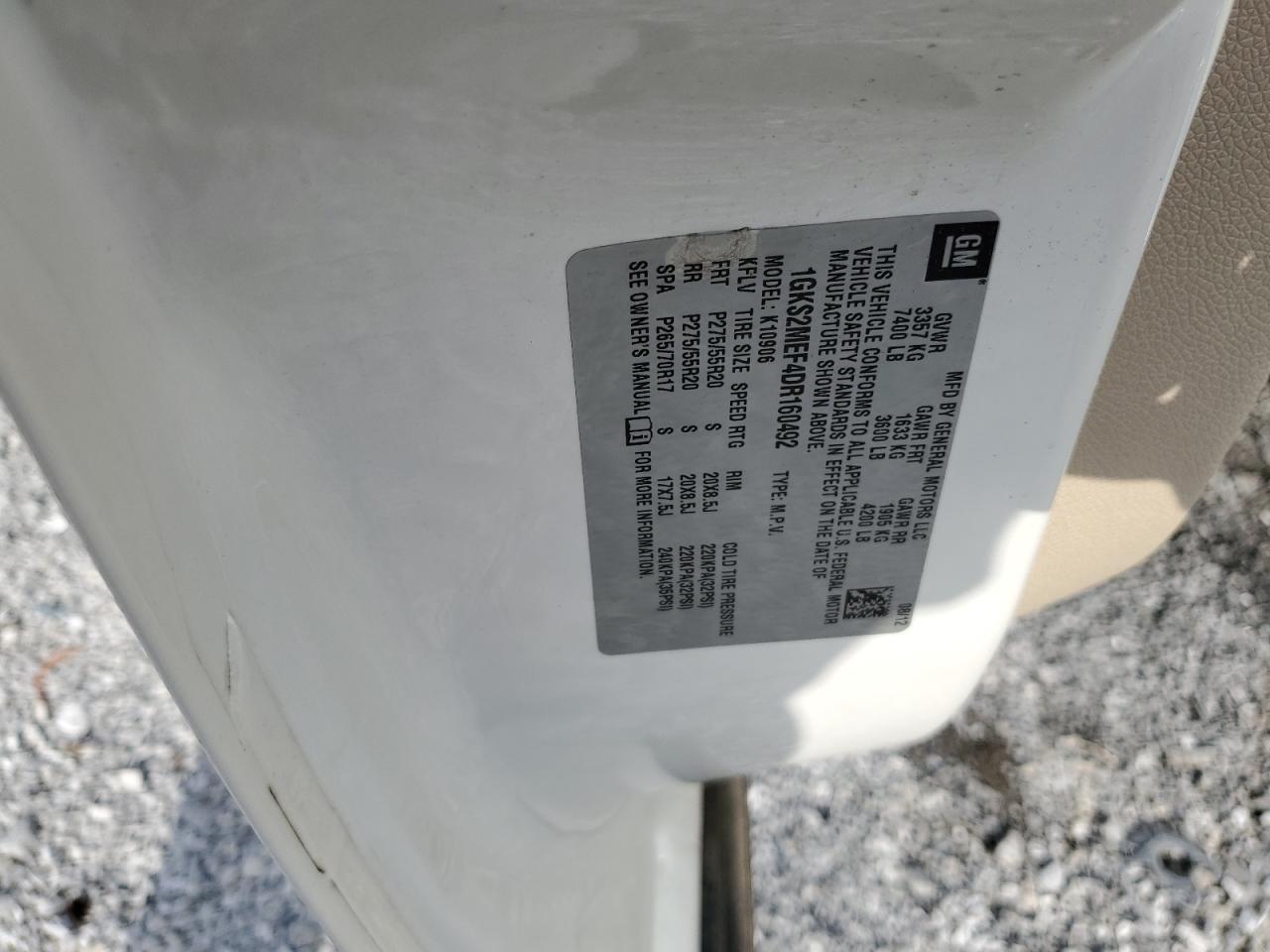 2013 GMC Yukon Xl Denali VIN: 1GKS2MEF4DR160492 Lot: 85172825