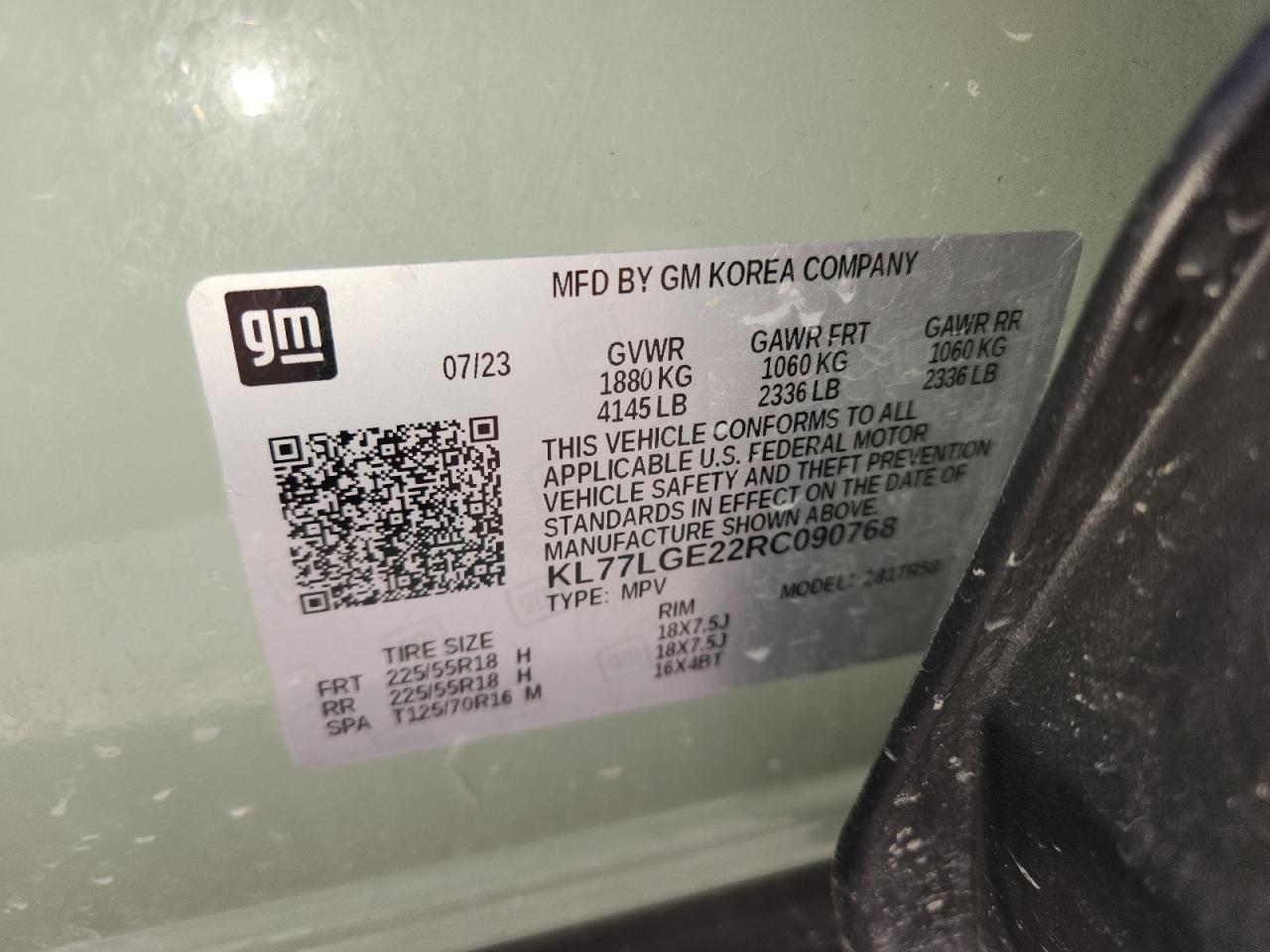 2024 Chevrolet Trax 1Rs VIN: KL77LGE22RC090768 Lot: 90693525