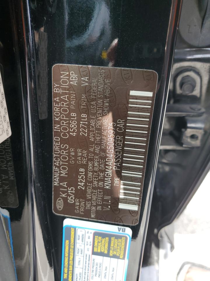 2016 Kia Optima Hybrid VIN: KNAGM4AD4G5095975 Lot: 85901625