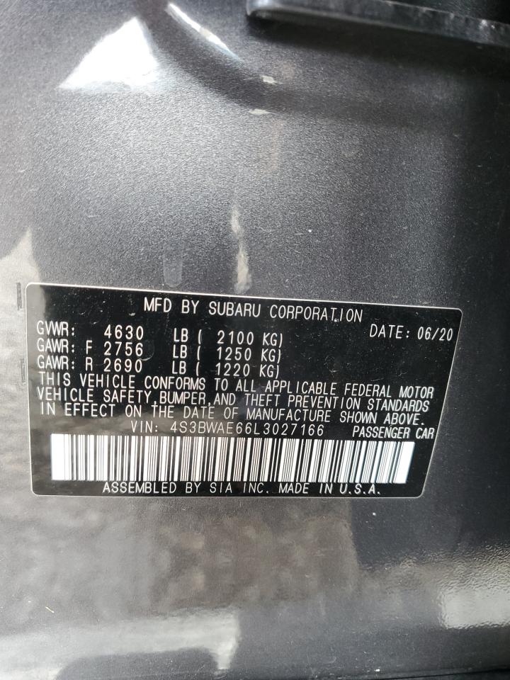 2020 Subaru Legacy Premium VIN: 4S3BWAE66L3027166 Lot: 85322925