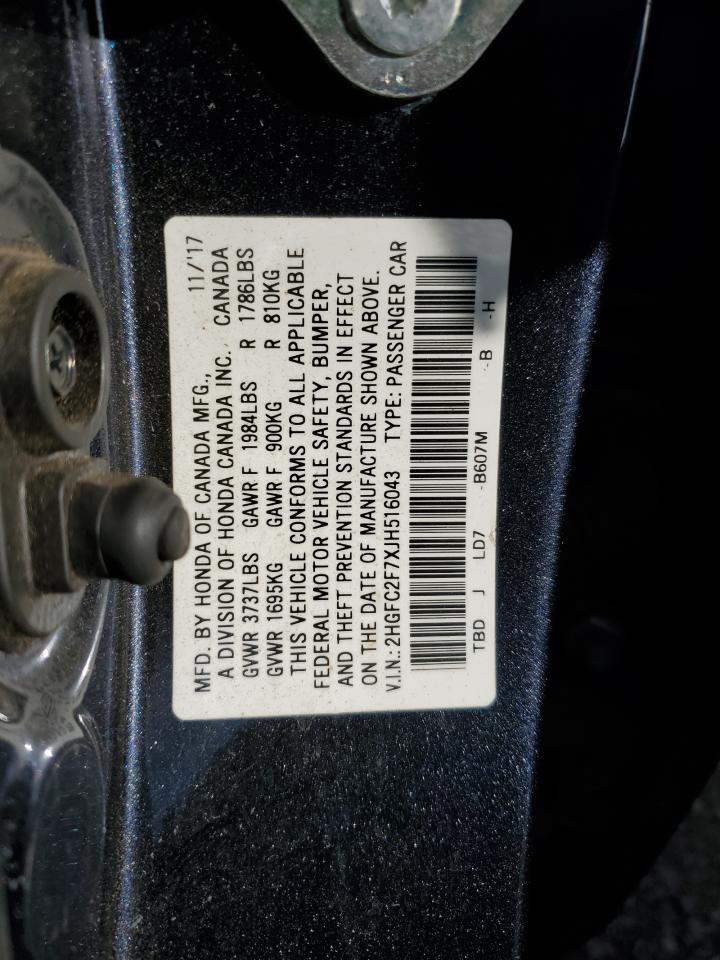 2018 Honda Civic Ex VIN: 2HGFC2F7XJH516043 Lot: 81986895