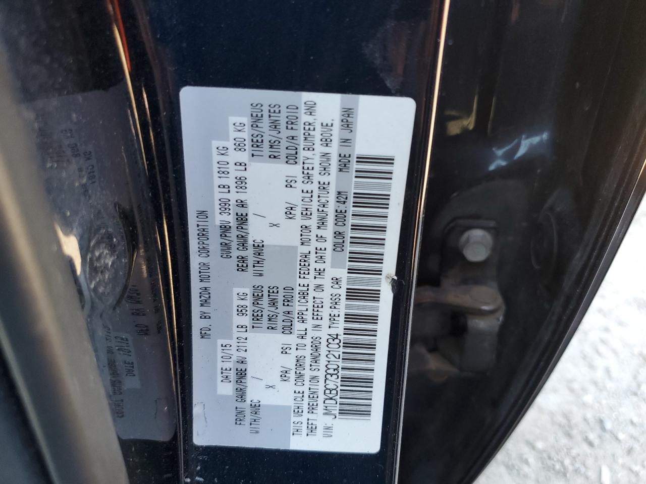 2016 Mazda Cx-3 Touring VIN: JM1DKBC73G0121034 Lot: 86180135