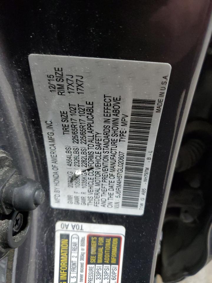 2016 Honda Cr-V Ex VIN: 5J6RM4H57GL020607 Lot: 85904325