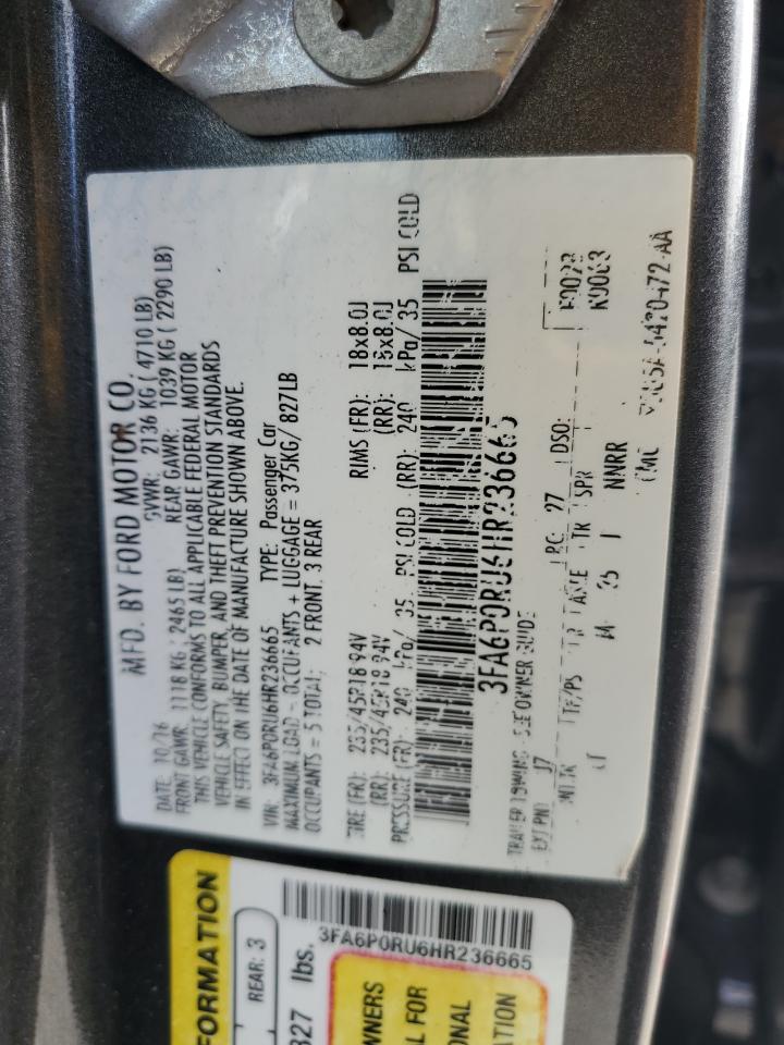 2017 Ford Fusion Titanium Hev VIN: 3FA6P0RU6HR236665 Lot: 85916695