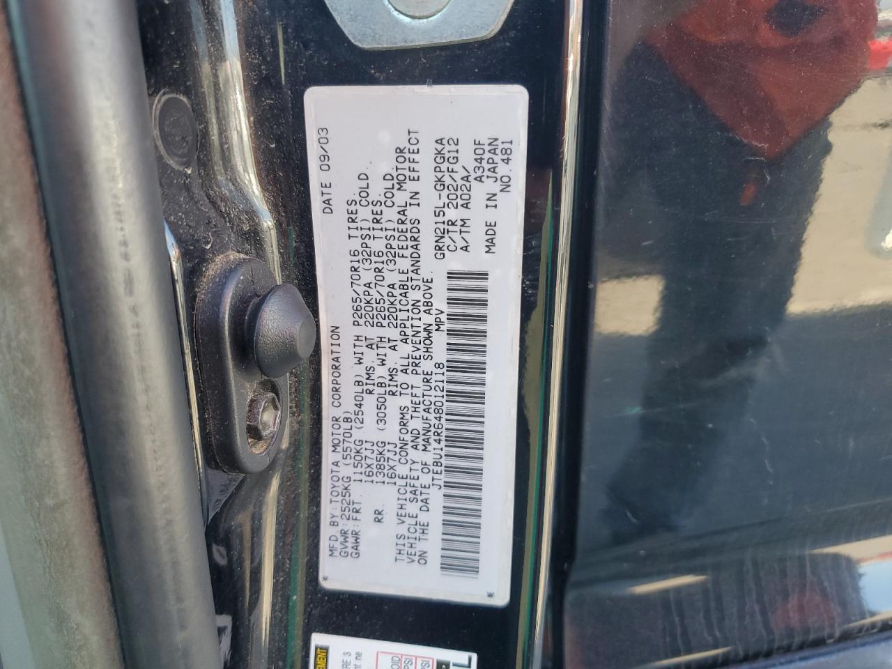 2004 Toyota 4Runner Sr5 VIN: JTEBU14R648012118 Lot: 85353425