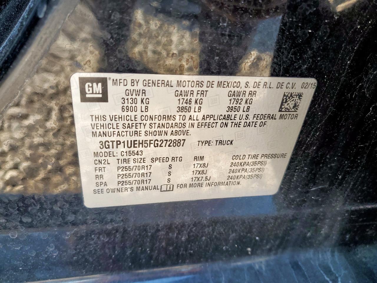 2015 GMC Sierra C1500 Sle VIN: 3GTP1UEH5FG272887 Lot: 86210575