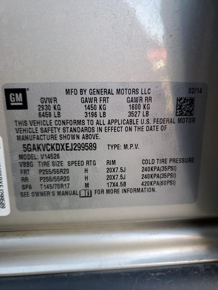 2014 Buick Enclave VIN: 5GAKVCKDXEJ299589 Lot: 82640435