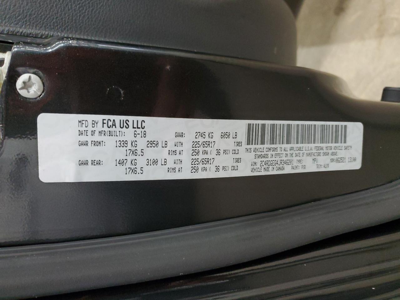 2018 Dodge Grand Caravan Gt VIN: 2C4RDGEG4JR346201 Lot: 90427805