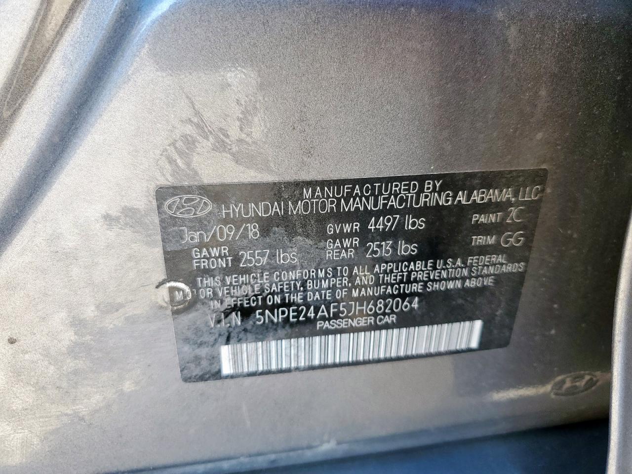 2018 Hyundai Sonata Se VIN: 5NPE24AF5JH682064 Lot: 85357345