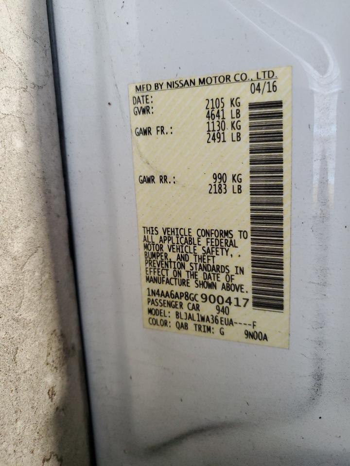 2016 Nissan Maxima 3.5S VIN: 1N4AA6AP8GC900417 Lot: 87215525